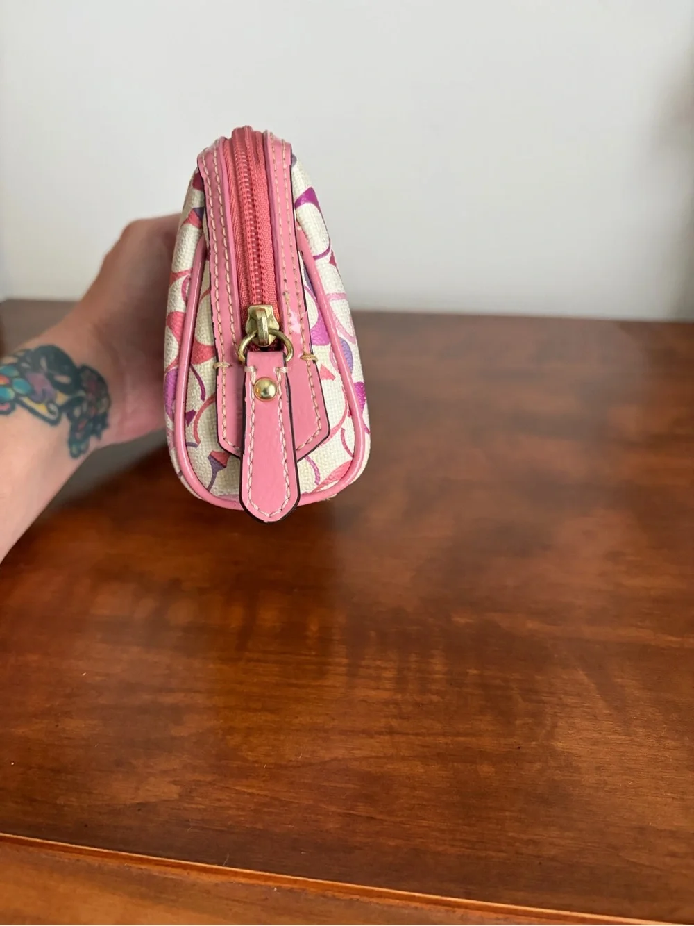 Coach Pink & Purple Heart Signature Cosmetic Pouch *READ*